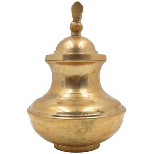 Pot à ghee en laiton artisanal, Panchapatra, récipient de prière traditionnel, Peetal Kalash, conteneur Diya pour les rituels du Mandir et du Temple - Product Image 3