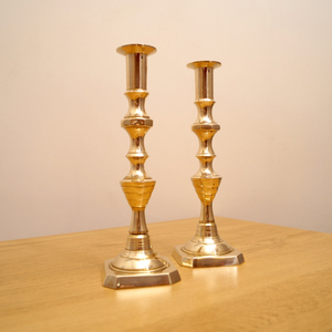 High Quality Heavy Vintage Two Candle <b>Holders</b> Candle Sticks Solid <b>Brass</b> <b>Candlestick</b> Set Decorative Taper Candle Stand - Product Image 2
