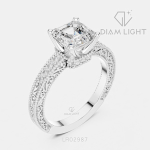 1.78CT Asscher Cut Lab Grown Diamond Solitaire Ring 14KT White Gold F+ Color VS+ Clarity IGI Certified Classic Engagement Ring - Product Image 2
