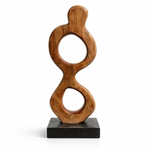 Escultura Geométrica Hecha a Mano en Madera de Sheesham |   Arte Minimalista para Mesa |   Venta al por mayor - Product Image 1