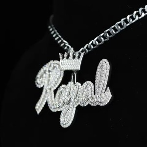 Hip Hop Jewelry Mens Iced Out Custom Letter <b>Pendant</b> 925 Sterling <b>Silver</b> VVS Moissanite Diamond Number Name <b>Initial</b> Logo <b>Pendant</b> - Product Image 1