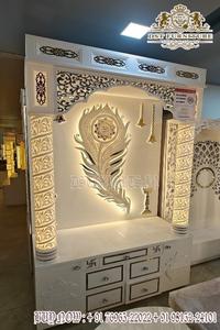 Mandir de luxe de style Haveli pour la maison, grande taille, en bois de teck, fait main, temple traditionnel blanc et or, unité de prière Radha Krishan, USA - Product Image 4