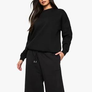 Sweat-shirt noir personnalisé en pur coton 320 GSM, motif graphique OEM ODM, mode automne femme, manches longues, respirant, anti-plis - Product Image 4