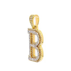 VVS Moissanite <b>Initial</b> Latter <b>Pendant</b> Hip Hop <b>Pendant</b> Iced Out Two Tone <b>Pendant</b> 925 <b>Silver</b> Gold Plated <b>Pendant</b> Fashion Jewelry - Product Image 6