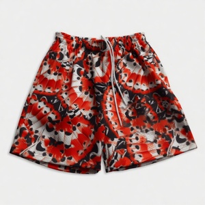 Custom Colorful Flame <b>Leaf</b> Pattern Mesh Basketball Shorts Full Sublimation Breathable with sides pockets and front drawstring - Product Image 3
