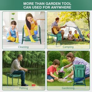 Practical Detachable Multifunctional Green and Black <b>Garden</b> Kneeling <b>Stool</b> Comfy <b>Garden</b> Chairs - Product Image 2