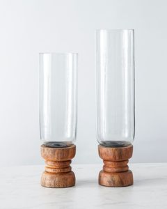 Support de bougie minimaliste en bois avec tube transparent, style contemporain, pour table décorative - Product Image 1
