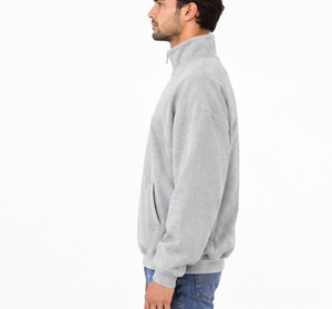 Sudadera corta de algodón transpirable con cremallera de un cuarto y lavado enzimático personalizado para hombre, ideal para fitness, gimnasio y entrenamiento. - Product Image 3
