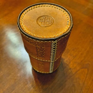 New Arrival 100% Genuine Cowhide Leather Handmade Molded Round Dice <b>Cups</b> 16 Centimeter Custom OEM Design with Custom Design - Product Image 2