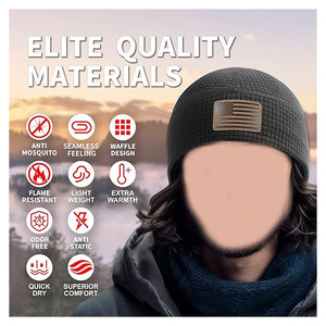 Casquette en polaire avec drapeau américain en cuir, bonnet tactique multi-saison, bonnet d'hiver chaud et extensible, pour la chasse en plein air - Product Image 4