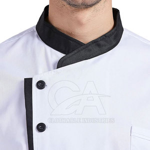 Catering Chef <b>Jacket</b> 100% Polyester Knitted Durable <b>Short</b> <b>Sleeve</b> Kitchen Workwear Double Row Button Closure Restaurant Hotel - Product Image 5