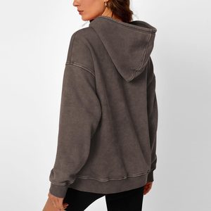 Sudadera con capucha de forro polar para mujer, diseño personalizado con logotipo, talla grande, lavado ácido, la más vendida para invierno - Product Image 2