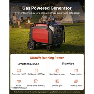 Generador Inverter Silencioso de 10000W Pico, Arranque Remoto, Listo para RV, Tomas de Corriente de 1A y 2.1A, Larga Duración, Sensor de CO para Uso en Interiores y Exteriores, Portátil - Product Image 2