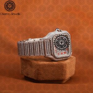 Montre carrée de luxe pour femme Charm_Jewells en acier inoxydable, mouvement à quartz analogique, cadran saphir, lunette sertie de diamants 30 mm - Product Image 3
