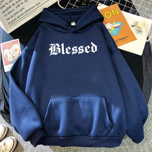 เสื้อฮู้ดพิมพ์ลาย Blessed สำหรับผู้ชายและผู้หญิง สไตล์สตรีทฮิปฮอป เสื้อฮู้ดฤดูใบไม้ร่วง ผ้าฟลีซหลวมๆ สวมใส่สบาย เสื้อสเวตเชิ้ตแบบสวมหัว - Product Image 4