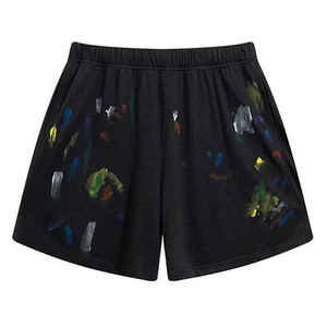 Pantalones Cortos Bermuda de Algodón Pintados a Mano en Azul Marino para Hombre, Estilo Casual con Cintura Ajustable, Gran Venta - Product Image 2