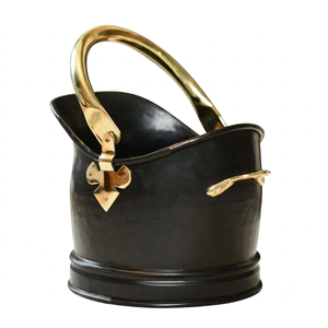 Metal Large Fireplace Fuel Can Pail Indoor Use Fireplaces Ashes Carrier Container <b>Wood</b> Pellets Coal <b>Buckets</b> Ashes <b>Bucket</b> - Product Image 4