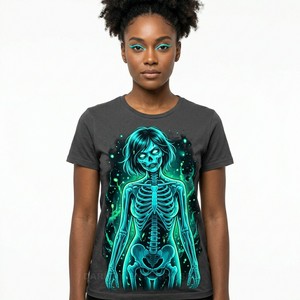 T-shirt graphique Squelette Couronne d'épines, esthétique religieuse personnalisée, pour femmes, vente en gros, vêtements streetwear d'art sombre, fournisseur - Product Image 2