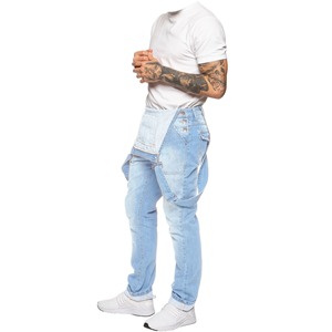 Peto vaquero vintage para hombre con tirantes ajustables, corte ajustado, estilo casual urbano, suave y cómodo para el trabajo - Product Image 4