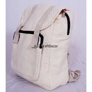 Sac à dos artisanal unisexe de taille moyenne en toile 100% coton, léger, vintage, 20L, avec fermeture à glissière et boucle, idéal pour la natation et le camping - Product Image 3