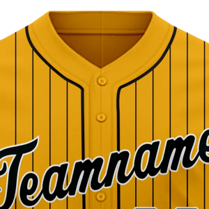 Camiseta de Béisbol Negra con Rayas Finas, Manga Corta, con Botones, Uniforme de Equipo Personalizado, Camisa Deportiva Transpirable de Poliéster - Product Image 5