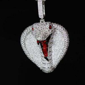 Collar de Serpiente con Cabeza de Cobra Chapado en Oro con Moissanita Iced Out, Joyería de Lujo Hip Hop para Hombres y Mujeres - Product Image 3