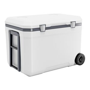 Portable 45 QT Wheeled <b>Cooler</b> <b>Box</b> Lightweight Rigid Material with Heavy-Duty Handles and Cup Holder Excellent Ice Retention - Product Image 1