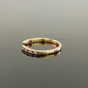 925 <b>Sterling</b> <b>Silver</b> Sapphire Moissanite <b>Sterling</b> <b>Silver</b> <b>Stacking</b> Band Open Pave Wedding Solid 1.50mm <b>Ring</b> Adjustable Wedding - Product Image 5
