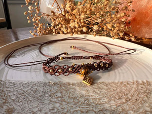 Handmade Macrame Gemstone <b>Bracelet</b> <b>Set</b> Boho Adjustable Cord <b>Bracelets</b> with Gold Beads Healing Jewelry Wholesale - Product Image 3