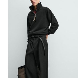 Men's Women's Oversized Half Zip Sweatshirt <b>Mock</b> <b>Neck</b> Cotton Plain Custom Streetwear <b>Top</b> - Product Image 4