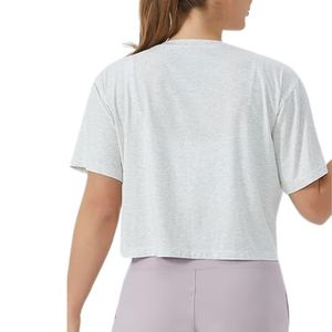 White Relaxed Women Yoga Crop Tops Cotton Blend Everyday Comfort Manufacturer Workout Garments - Product Image 2