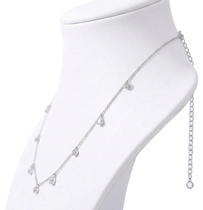 Elegante Collar de Diamantes Cultivados en Laboratorio, Oro Blanco Sólido de 10K/14K, Diseño Minimalista en Capas con Forma de Lágrima, Regalo de Aniversario, Joyería - Product Image 6