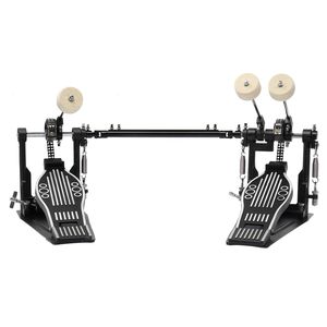 Pedale Professionale Doppio per Grancassa con Martello in Feltro di Lana, Pelle Nera per Batteria, Materiale in Ferro e Alluminio, Pedale Musicale per Kit Batteria, Unità Singola - Product Image 1