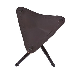 Premium handmade leather hunting stool folding <b>tripod</b> camping stool bulk supplier OEM custom outdoor furniture export quality - Product Image 3