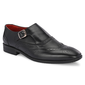 รองเท้าเดรสแบบ Monk Strap ของ Asken Atelier สำหรับผู้ชาย สีดำ หนังแท้ หัวแหลม ปิดด้วยหัวเข็มขัด สวมใส่สบาย กันลื่น เหมาะสำหรับงานแต่งงานและงานปาร์ตี้ทุกประเภท - Product Image 1