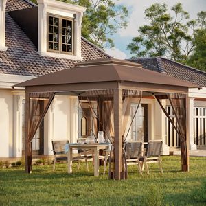 12FT X 12FT Instant Pop up <b>Canopy</b> Sun Shade <b>Tent</b> with Adjustable Height 3-Level Mesh Sidewall Netting and Storage Bag - Product Image 2