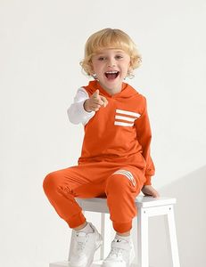 Ensemble de survêtement pour enfants en coton imprimé délavé, respirant, doux et confortable, idéal pour le quotidien - Product Image 4