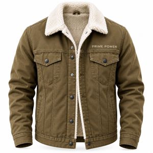 Wholesale Men's Fleece Lined <b>Denim</b> <b>Jacket</b> Sherpa Collar Winter Trucker Coat Custom OEM ODM Private Label Apparel Supplier - Product Image 1