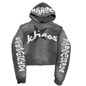 Brand Name Oversized Hooded Sweatshirt Unisex Casual Autumn Wear Printed <b>Back</b> Design Regular Fit French Terry 100% Cotton - Product Image 3
