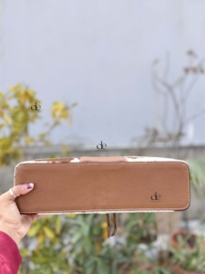 Unique Designer Hand Tooled Leather Heat Resistant Hair Straightener <b>Case</b> Hair On Hide Perfect Organizer for Hair Tools - Product Image 5