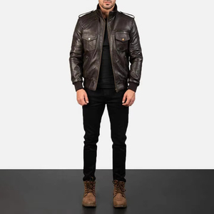 Chaqueta de Cuero para Hombre, Nueva Moda, de Alta Calidad, a Cuadros/Color Sólido, Resistente al Viento, Ecológica, Transpirable, de Manga Larga, Estilo Urbano - Product Image 5