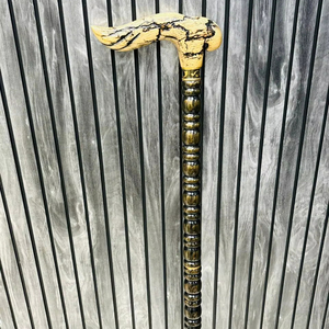 Canne de marche artisanale en bois de hêtre poli avec poignée sculptée, design mural, vintage, Saint-Valentin, remise de diplôme - Product Image 1