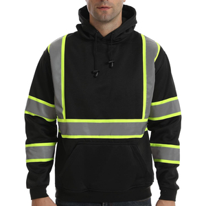 Vêtements de travail haute visibilité pour constructeurs, vêtements de sécurité réfléchissants pour hommes, sweat-shirt noir uni à rayures pour usage industriel - Product Image 3