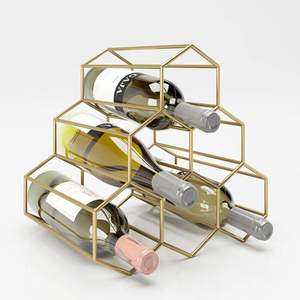 Nouveauté : Porte-bouteilles à vin en métal, support pour bouteilles de vin sur pied, décoration de table de salle à manger, porte-bouteilles à vin plaqué cuivre - Product Image 3