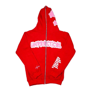 Hoodie zippé intégral pour homme, design OEM, en molleton bouclette, uni, avec impression en relief, délavé à l'acide, personnalisable, style décontracté - Product Image 3