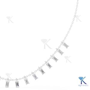 Collar con colgante de diamantes cultivados en laboratorio, estilo baguette, en oro macizo de 14K/18K, joyería fina para mujer, delicado amuleto, gargantilla, regalo nupcial - Product Image 4