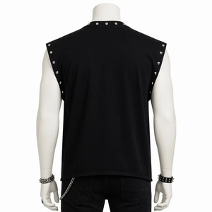 Débardeur personnalisé avec impression DTG en strass, 100% coton jersey, style vintage, sans manches, unisexe, coupe confortable, vente en gros OEM - Product Image 2
