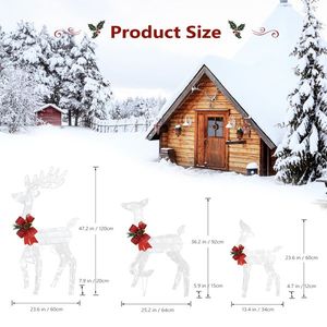 3 piezas de decoraciones inflables para patio de vacaciones, con forma de alce, estructura de hierro blanco, hilo de algodón y polvo de cebolla verde, para exteriores - Product Image 3