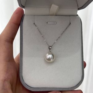 Collier avec pendentif en perle d'eau douce naturelle Edison de 9 à 12 mm, forme de grain de melon, lumière extrêmement intense, argent S925, simple, boucle pour femme - Product Image 1