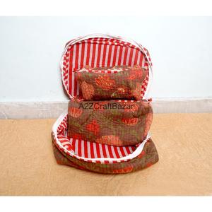 ชุดกระเป๋าผ้าฝ้าย 100% แบบมีซิป พร้อมหูหิ้ว เป็นมิตรกับสิ่งแวดล้อม ทนทาน สำหรับจัดเก็บเครื่องสำอางสำหรับการเดินทาง ชุด 3 ใบ - Product Image 4